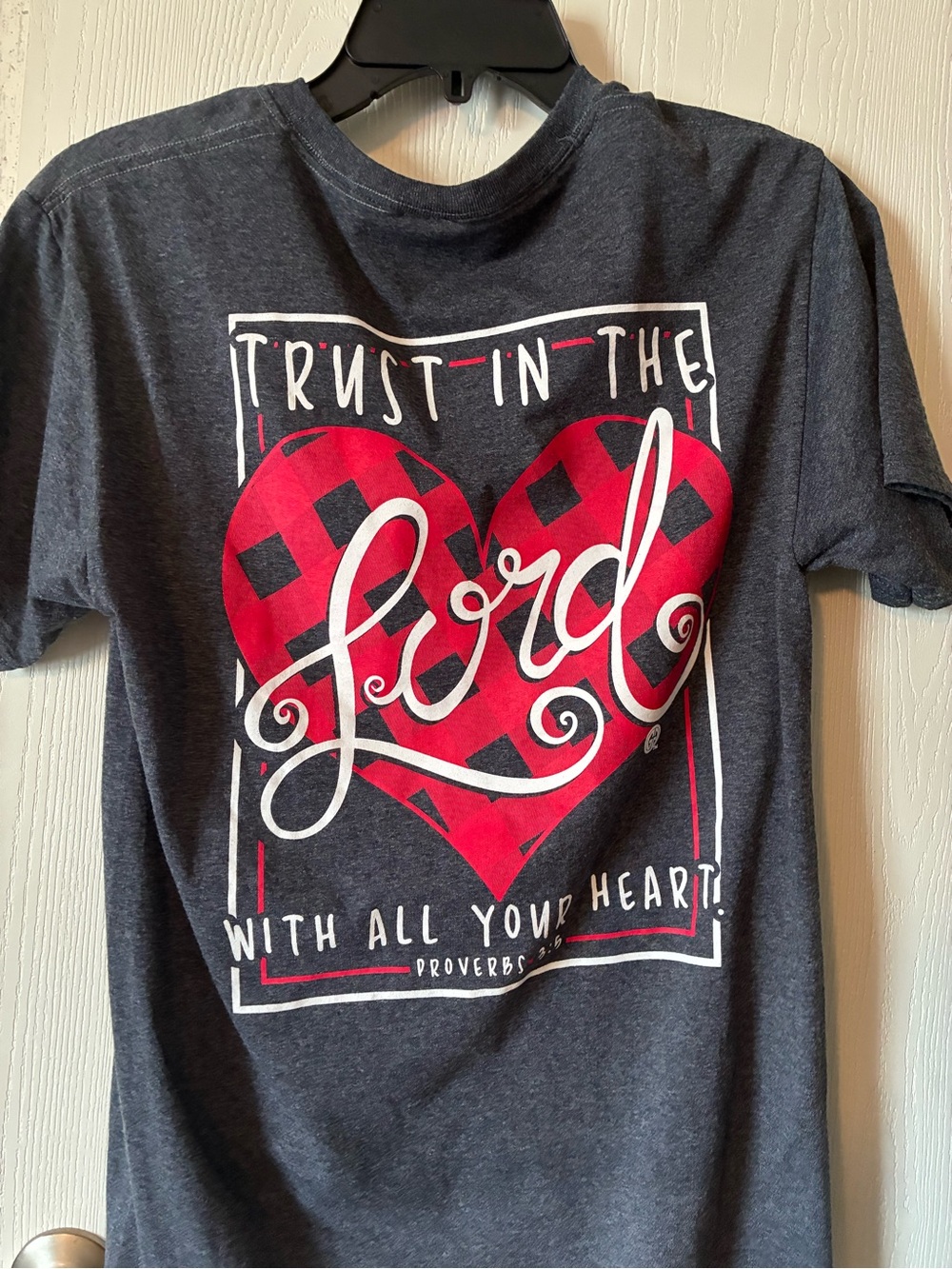Kids Faith Tee - Trust in the Lord Heart Graphic - Charcoal/Red